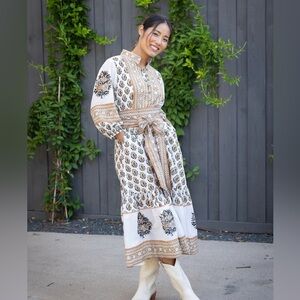 Sue Sartor Flounce Dress Black & Honey Wildflower Frieze